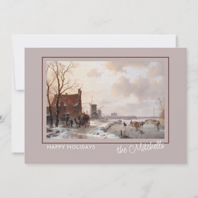 Custom Winter Wonderland Landschaft Malerei Feiertagskarte (Vorderseite)