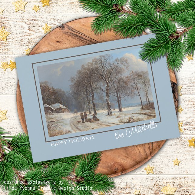 Custom Winter Wonderland Landschaft Malerei Feiertagskarte (Von Creator hochgeladen)