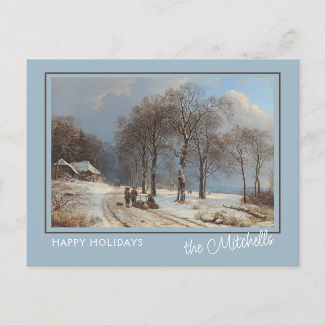 Custom Winter Wonderland Landschaft Malerei Postkarte (Vorderseite)