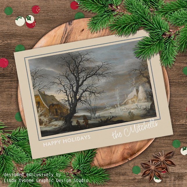 Custom Winter Wonderland Landschaft Malerei Postkarte (Von Creator hochgeladen)