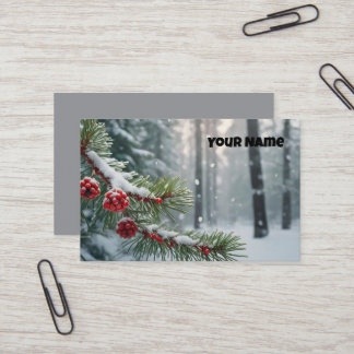 Custom Winter Wonderland | Pine & Berries Design Visitenkarte