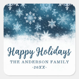 Custom Winter Wonderland Snowflakes White Christma Quadratischer Aufkleber