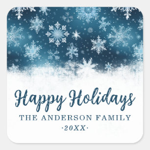 Custom Winter Wonderland Snowflakes White Christma Quadratischer Aufkleber