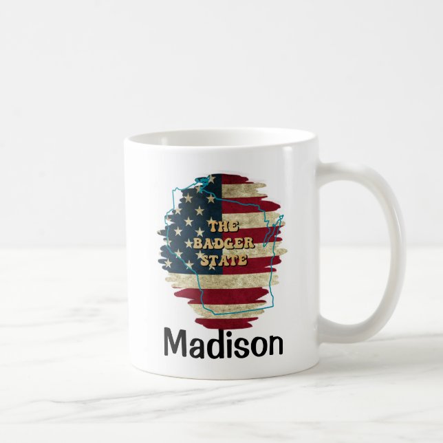 Custom Wisconsin Staat Kaffeemaschine Tasse (Rechts)