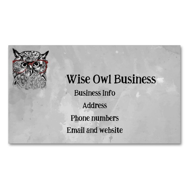 Custom Wise Owl Bird Graphic Art Magnetische Visitenkarte (Vorderseite)