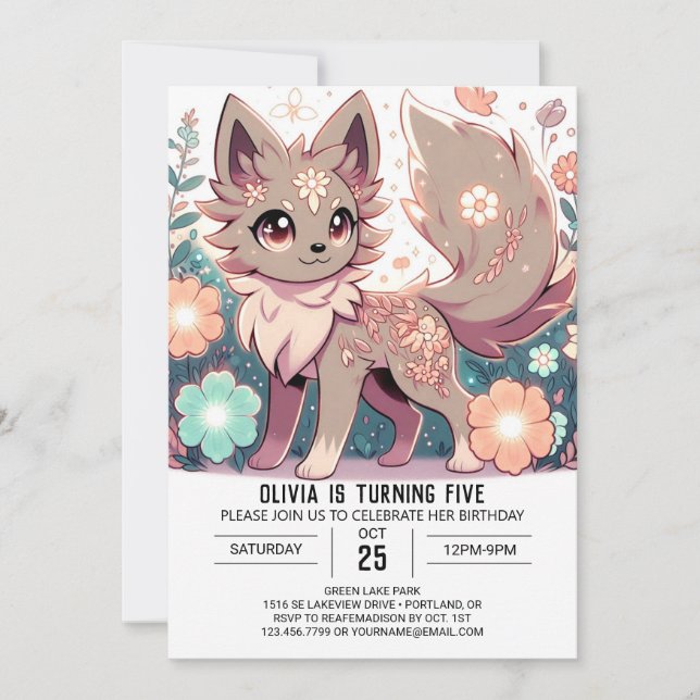 Custom Wolf Digital Geburtstag Einladung (Vorderseite)