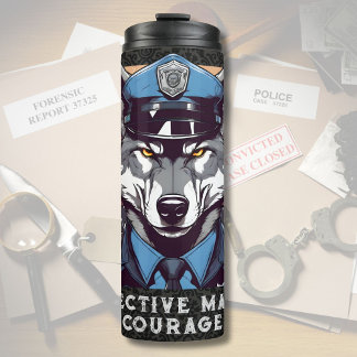 Custom Wolf Geschenke für Polizeibeamte Vater Husb Thermosbecher