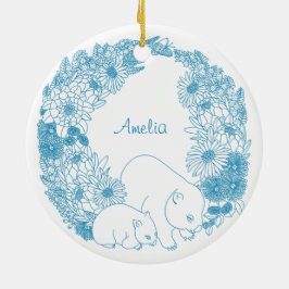 Custom Wombat Christmas Light Blue Keramik Ornament