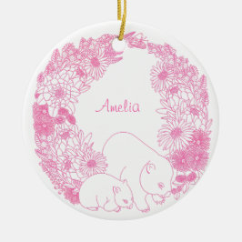 Custom Wombat Christmas Pink Keramik Ornament