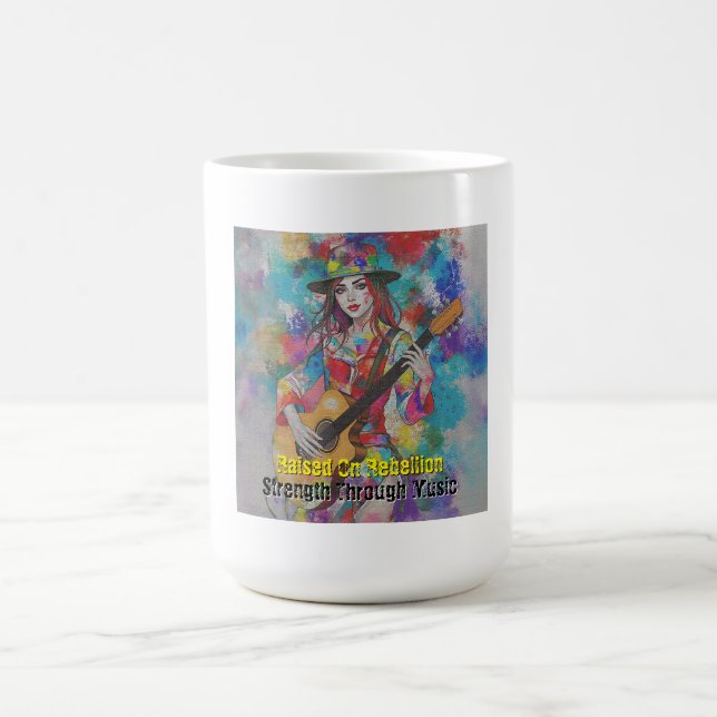 Custom Women Guitarist Abstrakte Kunst Inspiration Kaffeetasse (Mittel)