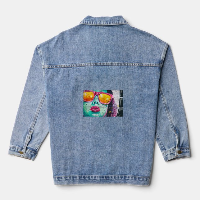 Custom Women's Denim Jacket (Jean Jacket), Denim Jeansjacke (Rückseite)