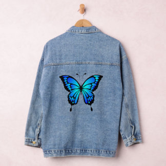 Custom Women's Denim Jean Jacket Butterfly Jeansjacke