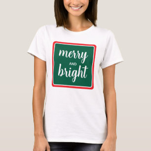 Custom Womens frohe und helle Weihnachtsschrift T-Shirt