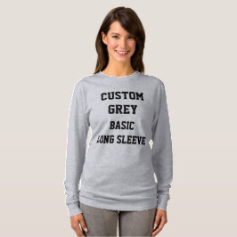 Custom Women's GRAY BASIC LONG SLEEVE T - SHIRT