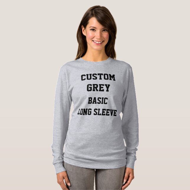 Custom Women's GRAY BASIC LONG SLEEVE T - SHIRT (Vorne ganz)