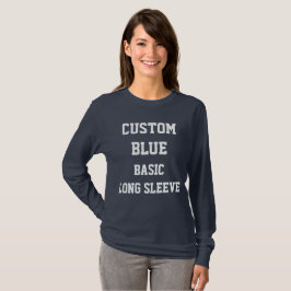 Custom Women's NAVY BLUE BASIC LONG SLEEVE T - SHI T-Shirt