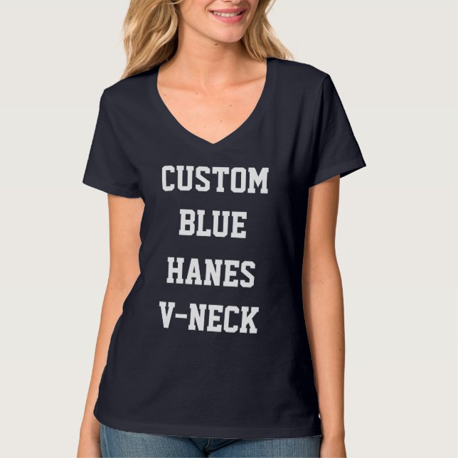 Custom Women's NAVY HANES V-NECK T - SHIRT (Vorderseite)