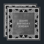 Custom Wood Modern Masculine Grey Birthday Card Feiertagskarte<br><div class="desc">Classiy Art Deco inspirred design for elegant men.</div>