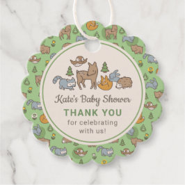 Custom Woodland Animals Baby Shower Fevor Tags Geschenkanhänger