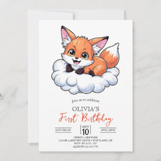 Custom Woodland Digital Fox 1. Geburtstag Einladung