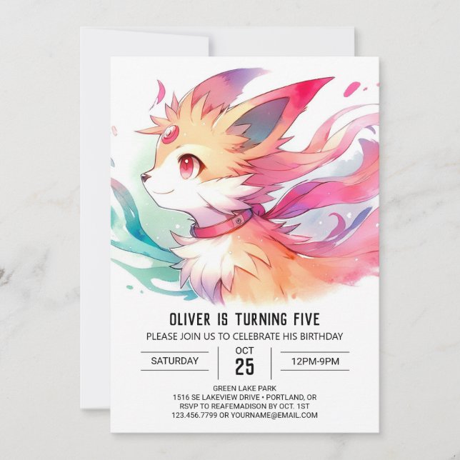 Custom Woodland Fox Geburtstag Einladung (Vorderseite)