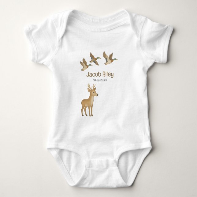 Custom Woodland Wildlife Baby Bodysuit Strampler (Vorderseite)