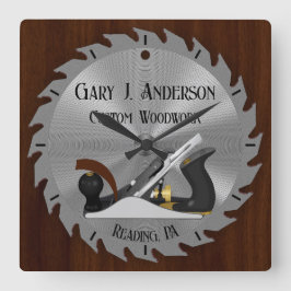 Custom Woodwork Saw Blade Planer Clock Quadratische Wanduhr