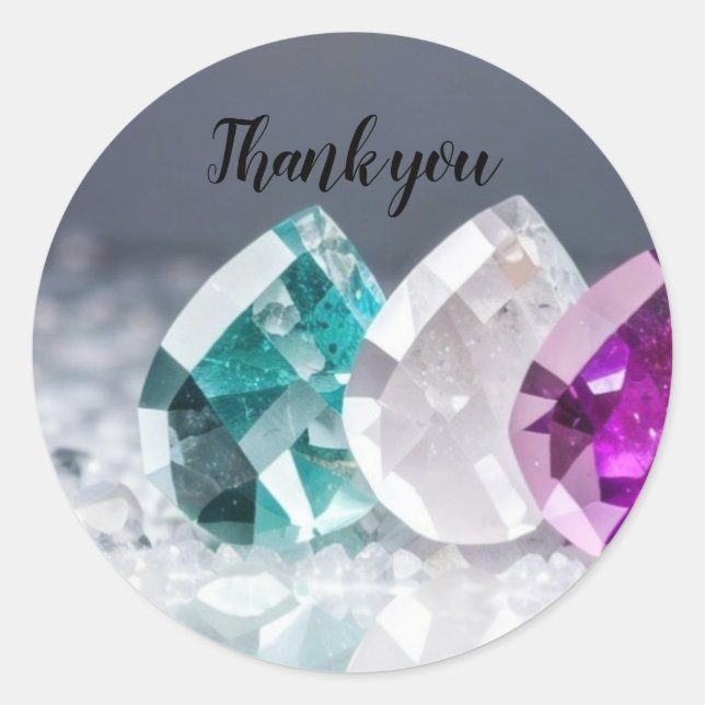 Custom Words Triple Shiny Gems Runder Aufkleber (Vorderseite)