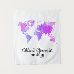Custom World Map Wedding Foto Stand Willkommenspro Wandteppich