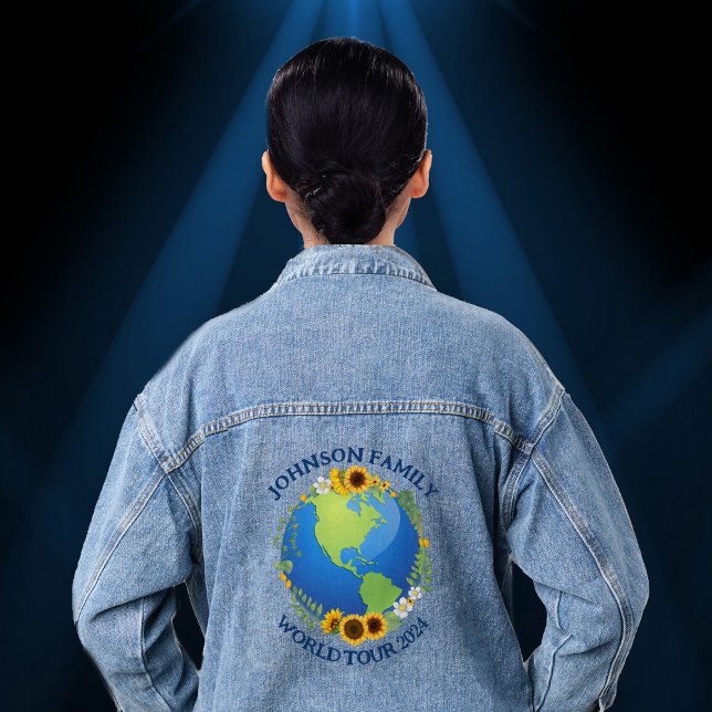 Custom World Tour Earth im Sonnenblumenband Jeansjacke (Von Creator hochgeladen)