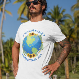 Custom World Tour Earth in Sonnenblumen Cool T-Shirt