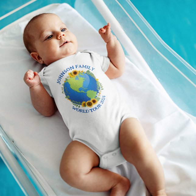 Custom World Travel Sunflowers Earth Vacation Baby Strampler (Von Creator hochgeladen)