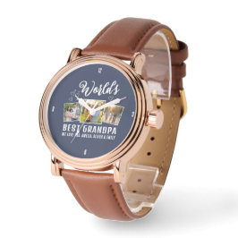 Custom World's Best Grandpa 3 Photo  Armbanduhr