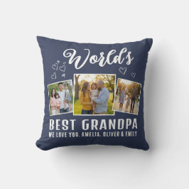 Custom World's Best Grandpa 3 Photo  Kissen
