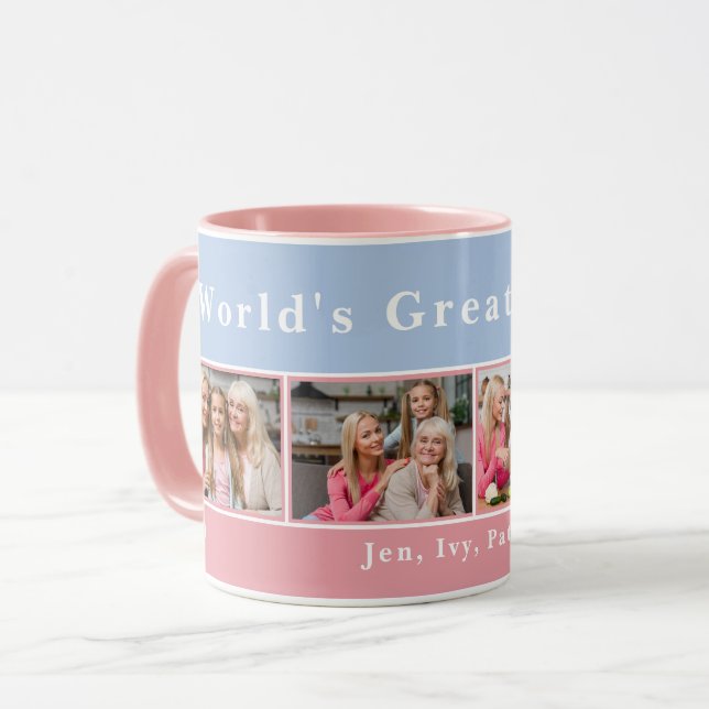Custom World's Best Mama Custom Foto Collage Tasse (Vorderseite Links)