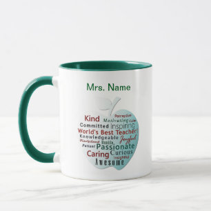 Custom World's Best Teacher, Apple Qualities Green Tasse