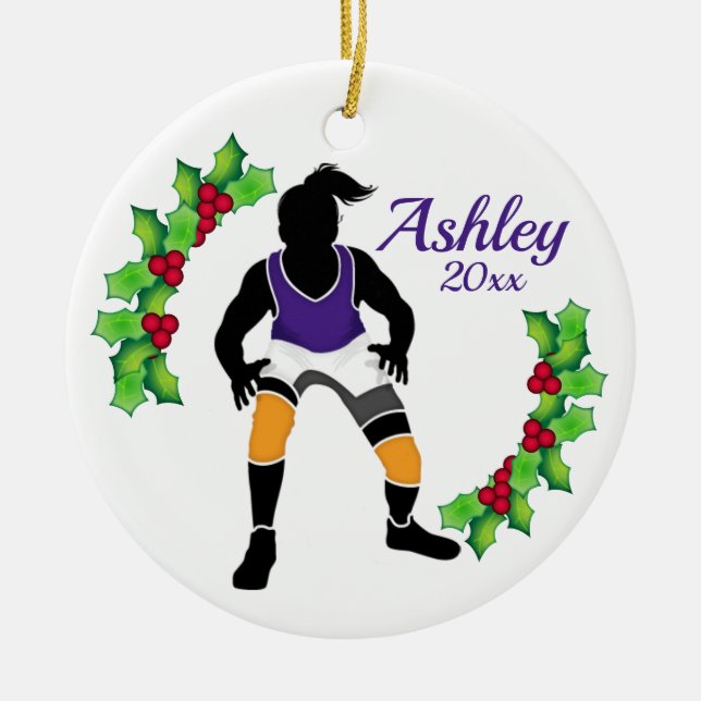 Custom Wrestling Xmas Ornament Purpl - Gelb (Vorne)