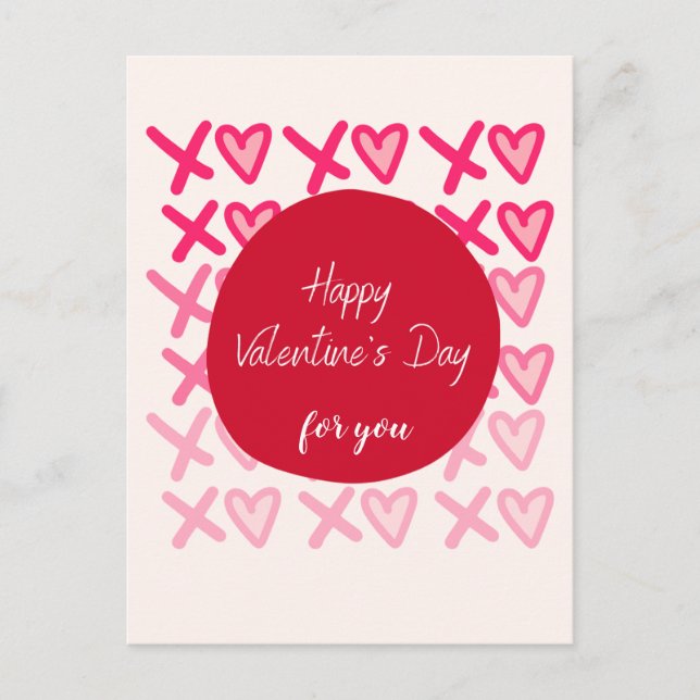 Custom XOXO Bold Modern Happy Valentines Day Postkarte (Vorderseite)