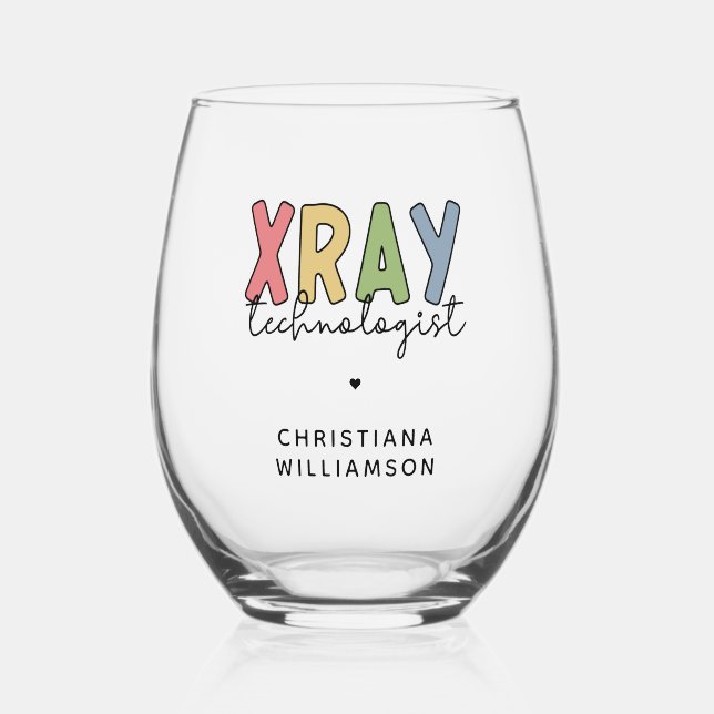 Custom Xray Technologist Röntgen Tech Geschenke Weinglas Ohne Stiel (Vorderseite)