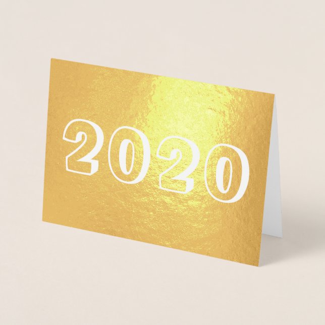 Custom Year 2020 Happy New Year Numbers Folienkarte (Vorderseite)