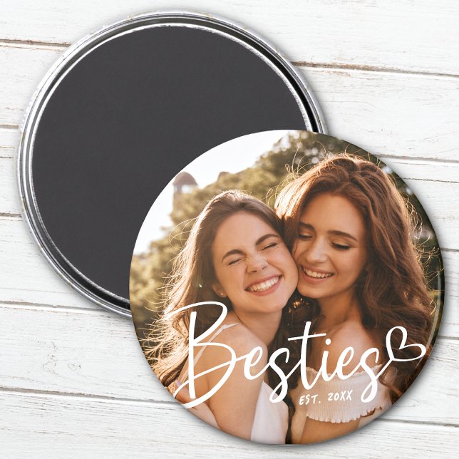 Custom Year Besties BESTE FREUNDIN Modernes Script Magnet (Von Creator hochgeladen)