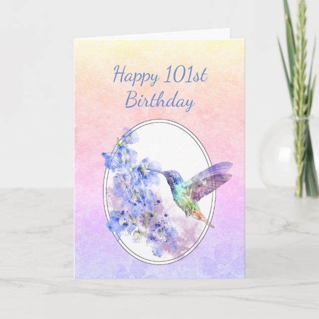 Custom Year Blank Inn Hummingbird Geburtstag Dankeskarte (Vorderseite)