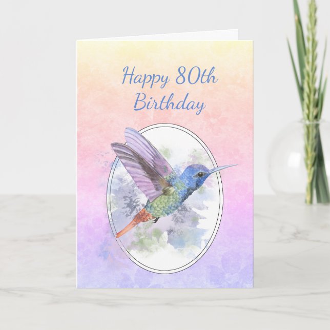 Custom Year Happy Birthday 80th Hummingbird Bird Programm (Vorderseite)