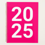 Custom year hot pink modern typography numbers planer<br><div class="desc">Minimalist hot pink,  fuchsia,  magenta and white modern typography numbers custom year Planner.
Custom white text,  numbers,  hot pink solid plain background.
You can personalized it with your name,  initials,  monogram,  year,  etc or just delete the text,  and leave the solid plain hot pink color.</div>