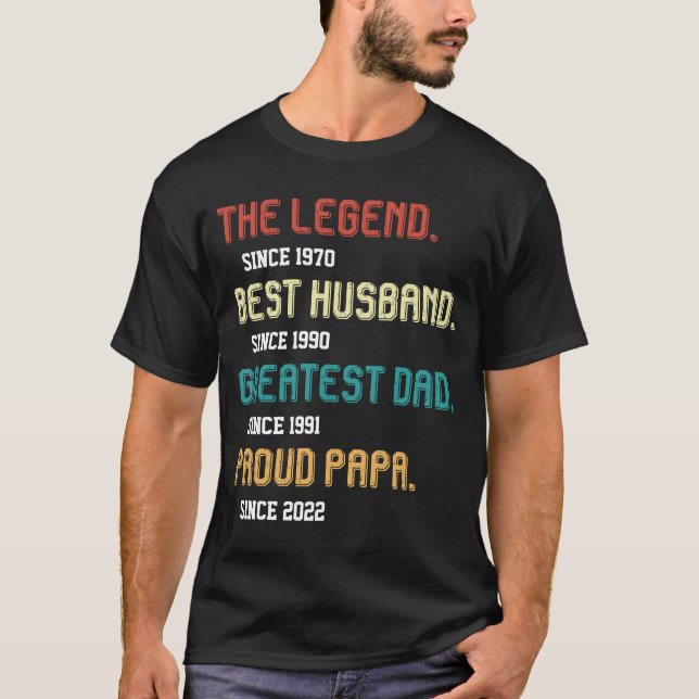 Custom Year Legend Best Husband Bester Vater Papa T-Shirt (Vorderseite)