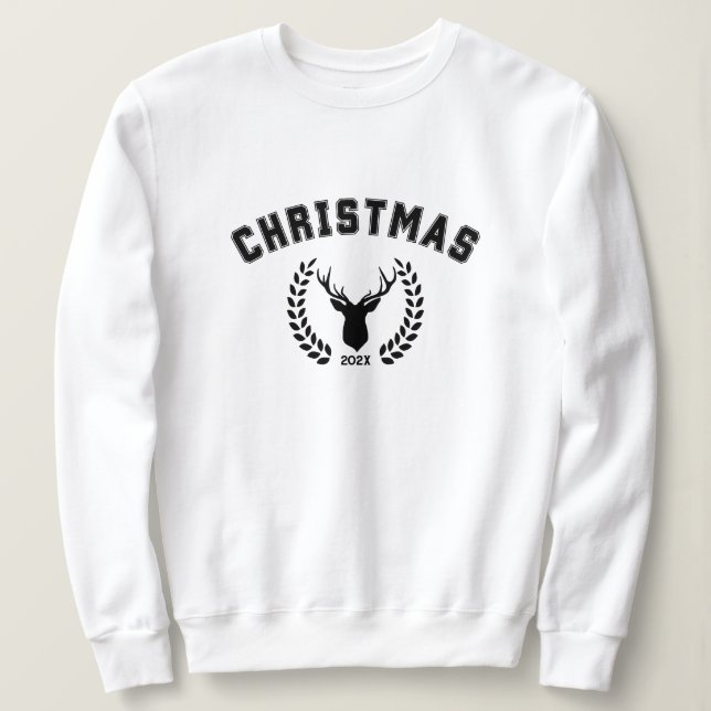 Custom Year Schwarz-Weiß Weihnachts-Sweater Sweatshirt (Design vorne)