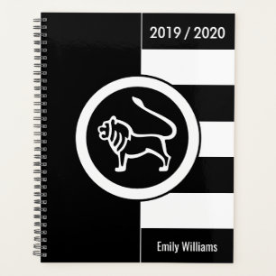 Custom Year Zodiac Sign Leo Schwarz und Weiß Planer
