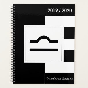 Custom Year Zodiac Sign Libra Schwarz und Weiß Planer