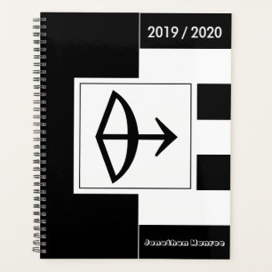 Custom Year Zodiac Sign Sagittarier Schwarz-weiß Planer