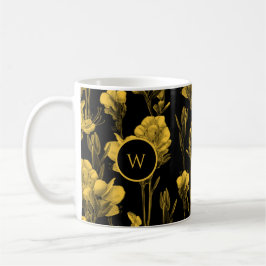 Custom Yellow Black Floral Kaffeetasse